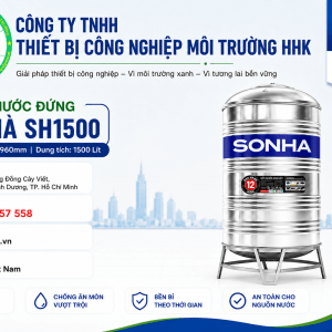 Bồn nước inox Sơn Hà 1500L đứng Φ960