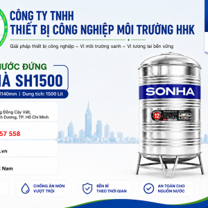 Bồn nước inox Sơn Hà 1500L đứng (Φ1140)