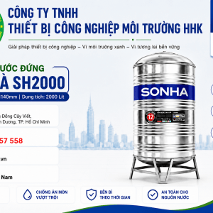 Bồn nước inox Sơn Hà 2000L đứng Φ1140