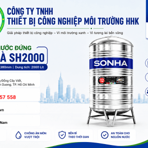 Bồn nước inox Sơn Hà 2000L đứng Φ1380
