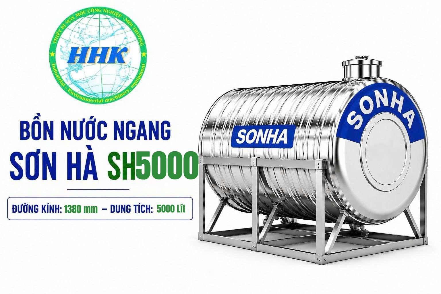 Bồn Nước Inox Sơn Hà 5000L Ngang Φ1380 Bồn Nước Inox Sơn Hà 5000L Ngang Φ1380