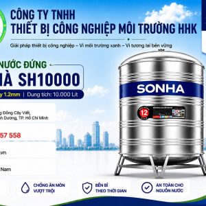 Bồn Nước Sơn Hà 10000L Đứng Ø2200 Dày 1.2mm