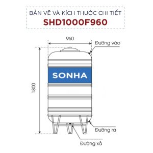Bồn nước Inox 1000L Sơn Hà đứng (Φ960)